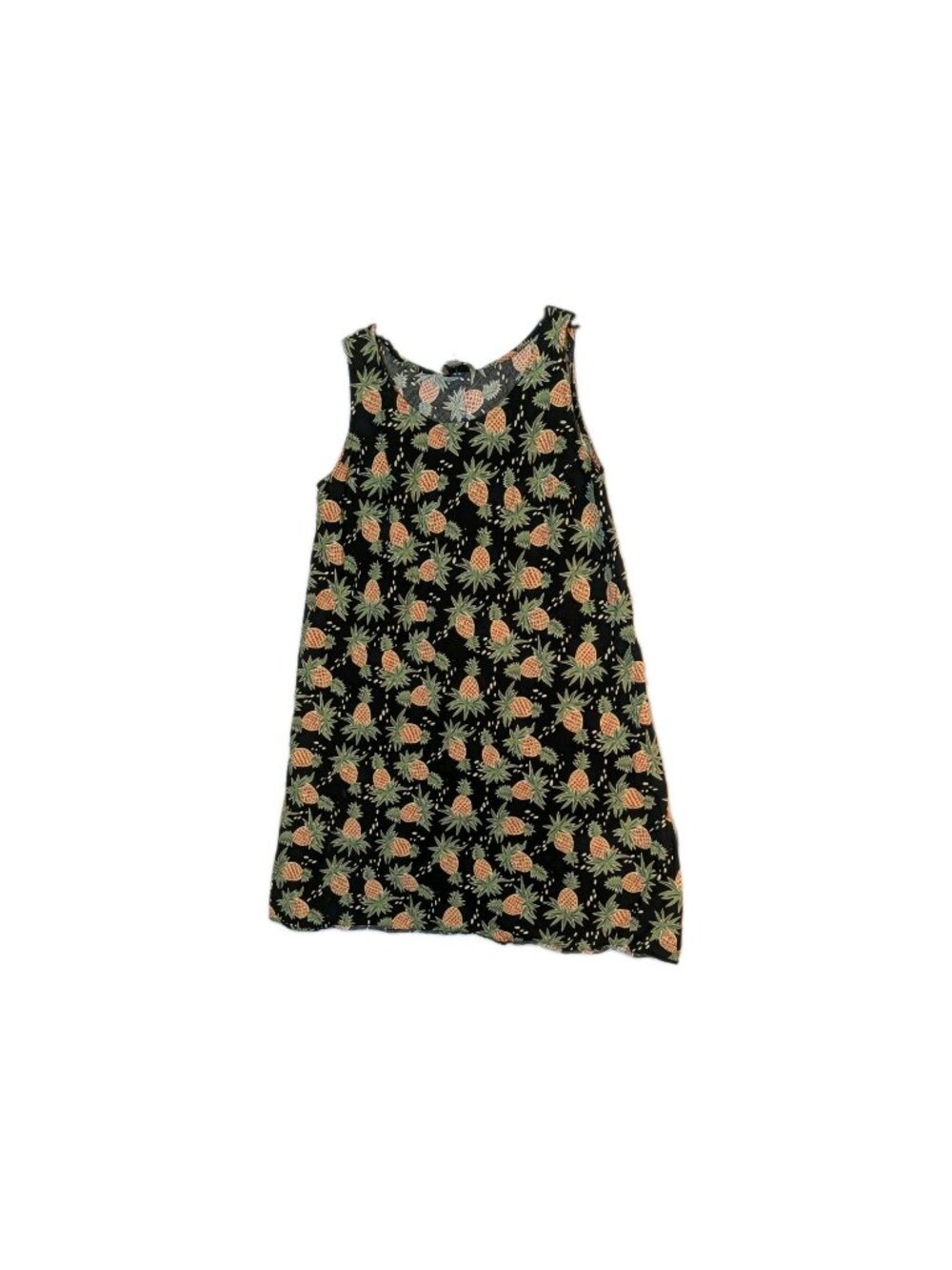 Vintage Pam Hana Hawaii Womens Size S Black Pineapple A Line Dress Luau